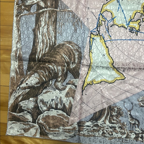 Christian Dior style Around the World 100% silk large square scarf - Picture 5 of 10